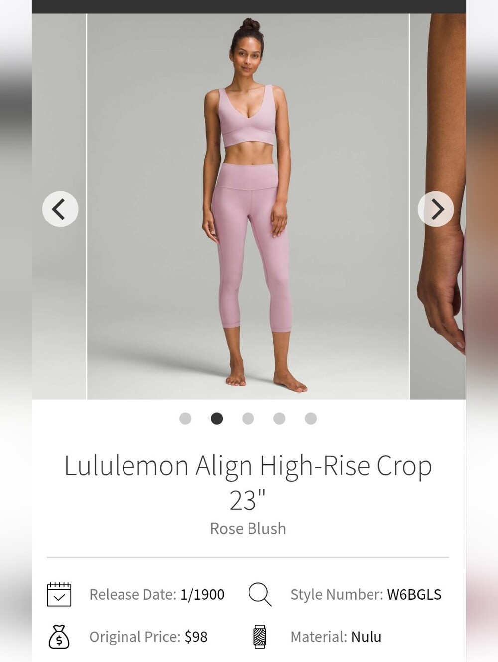 lululemon Align High-Rise Crop Leggings in Rose Blush